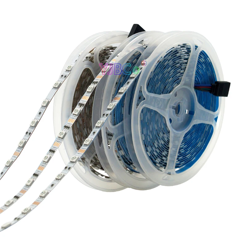 6mm width PCB 5M SMD 5050 RGB LED Strip 60LEDs/M Flexible Light Tape Narrow side Not waterproof LED Bar 5V 12V 24V