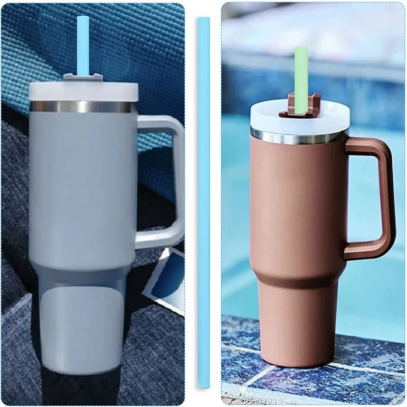 스탠리 여행에 적합한 6/2Pcs 실리콘 밀짚 절연 컵 교체 밀짚 청소 브러시 ??밀짚 세트와 재활용 사용