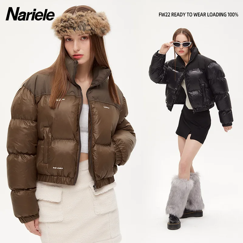 

2023 New Winter Small Retro Short Bread Dress Stand Collar Cotton-padded Jacket Girl Minority Coat Tide Winter Clothes Women