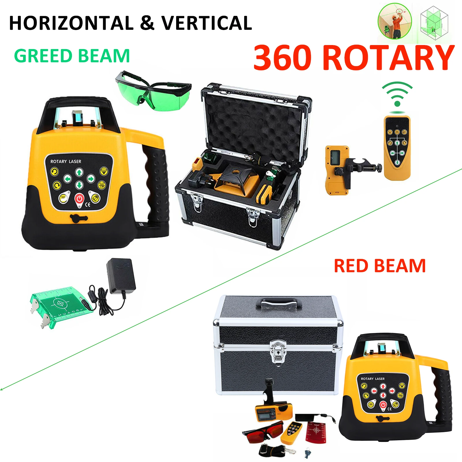 

Samger Auto Self-Leveling 360 Rotary Laser Level 500m Vertical Horizontal Scaning Instrument Measuring Tools W/ Remote Control