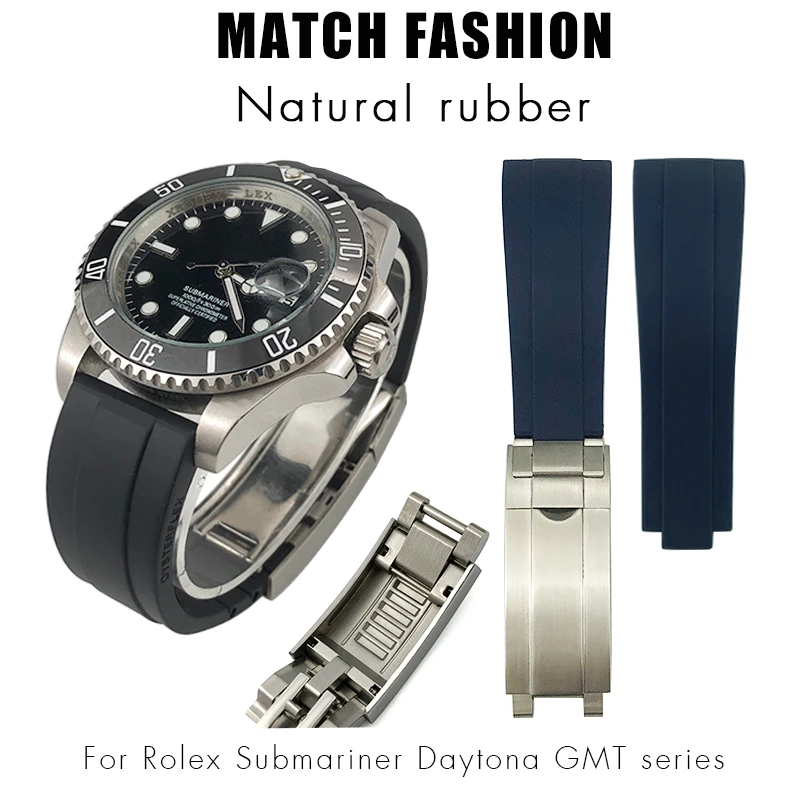 Rubber Horlogeband 18Mm 20Mm 21Mm 19Mm Voor Rolex Submariner Gmt Daytona Oyster Yacht Master
