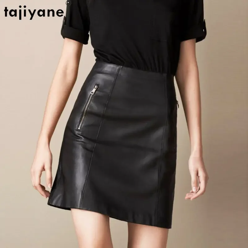 

Tajiyane Real Leather Skirt for Women 2023 New High Waist Hip A-line Skirts Korean Fashion Genuine Sheepskin Black Skirt Women