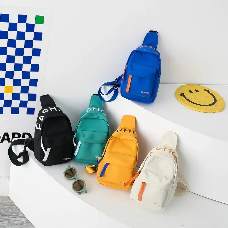 Crossbody Bag Letter Waistbag for Boy Children Casual Pure Color Cute Bag for Girl Adjustable Belt Kids Shoulder Bags, crossbody bags,waist packs