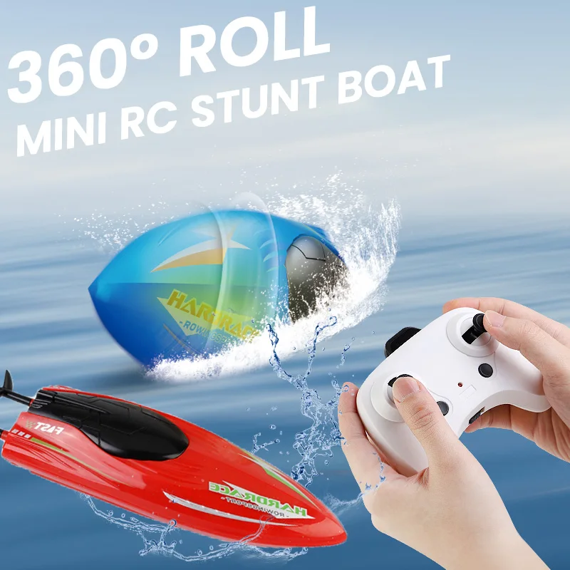 

Mini Rc Boat 2.4G Remote Control Stunt Boats 360 Degree Electric Speedboat Waterproof Ship Children's Water Toys for Boys