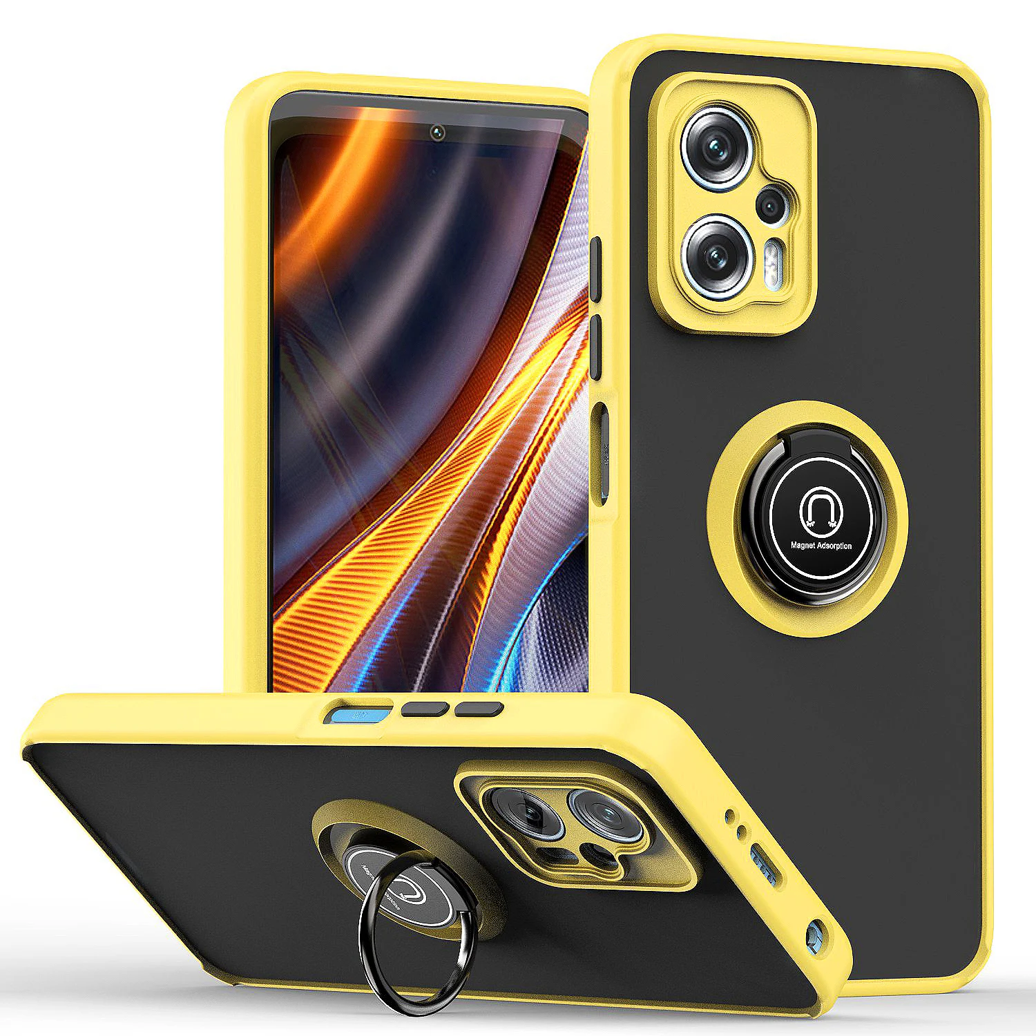 Shockproof Magnetic Ring Back Phone Cover - Enhanced Protection and Grip