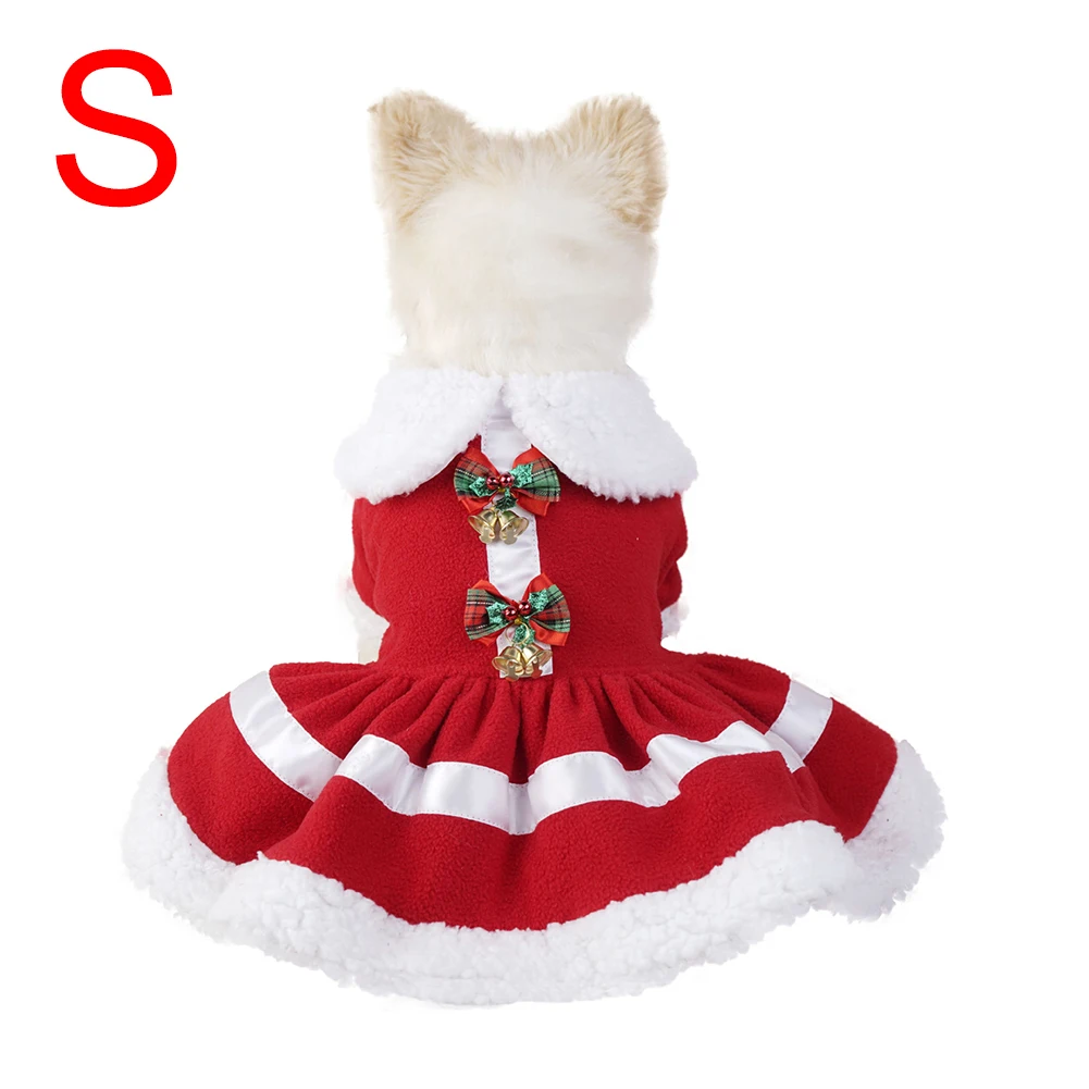 Pet Christmas Clothes Dog And Cat Costumes Winter Style Velvet Thickened Halloween Day Santa Claus Dress Cotton Pet Supplies