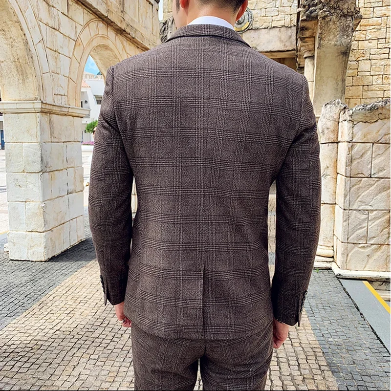 Boutique M-7XL (Blazer + Vest + Trousers) Men's Suit Fashion Business Italian Style Elegant Dress Gentleman Formal 3-piece Suit 3