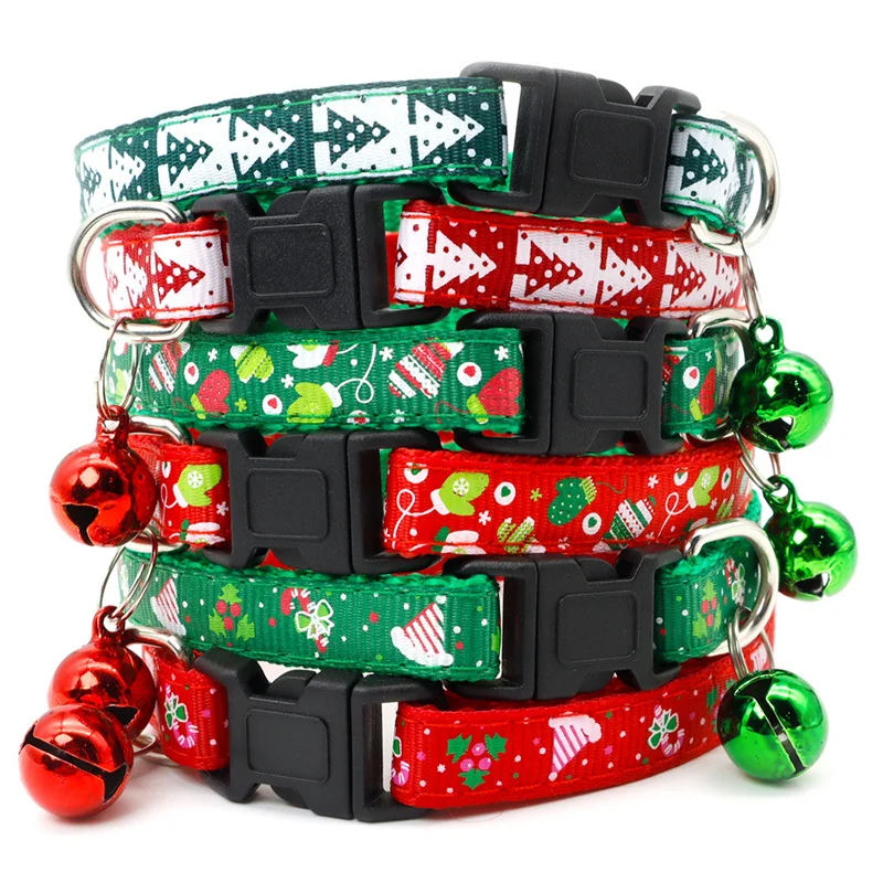 

New Year Cute Bell Pet Collar Adjustable Buckle Cat Collar Pet Supplies Christmas Personalized Kitten Collar Small Dog Accessory