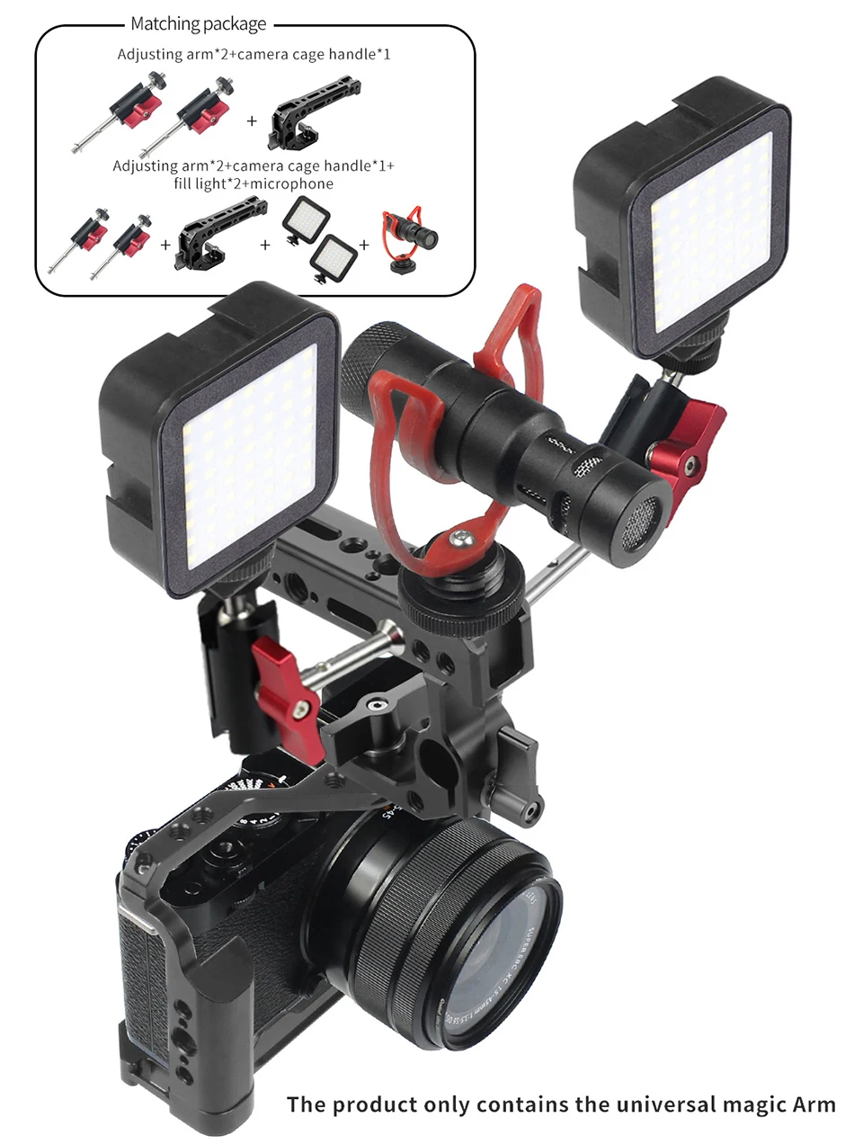 360 Tripod Magic Arm Mount Adapter Dual Ballhead 1/4"Screw Articulating Connecto