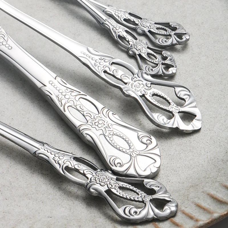 4/6/16/24pcs Stainless steel silver knife, fork and spoon tableware set Royal high-end tableware Suitable for family hotel party