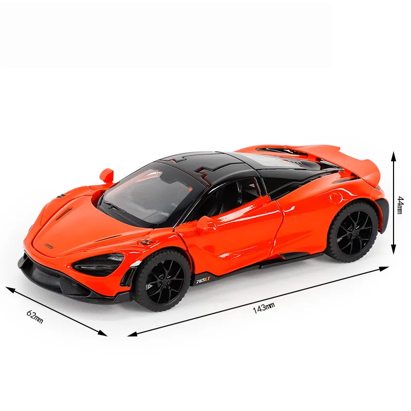 

Литой спортивный автомобиль McLaren 765LT в масштабе 1:32, металлическая модель со встроенным звуком, коллекционная игрушка из сплава для подарка