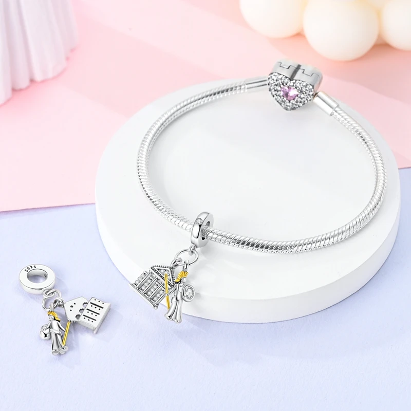 Abalorio De plata De ley 925 para mujer, accesorio De joyería clásica, Athena Arc De Triomphe, compatible con pulsera Pandora, DIY