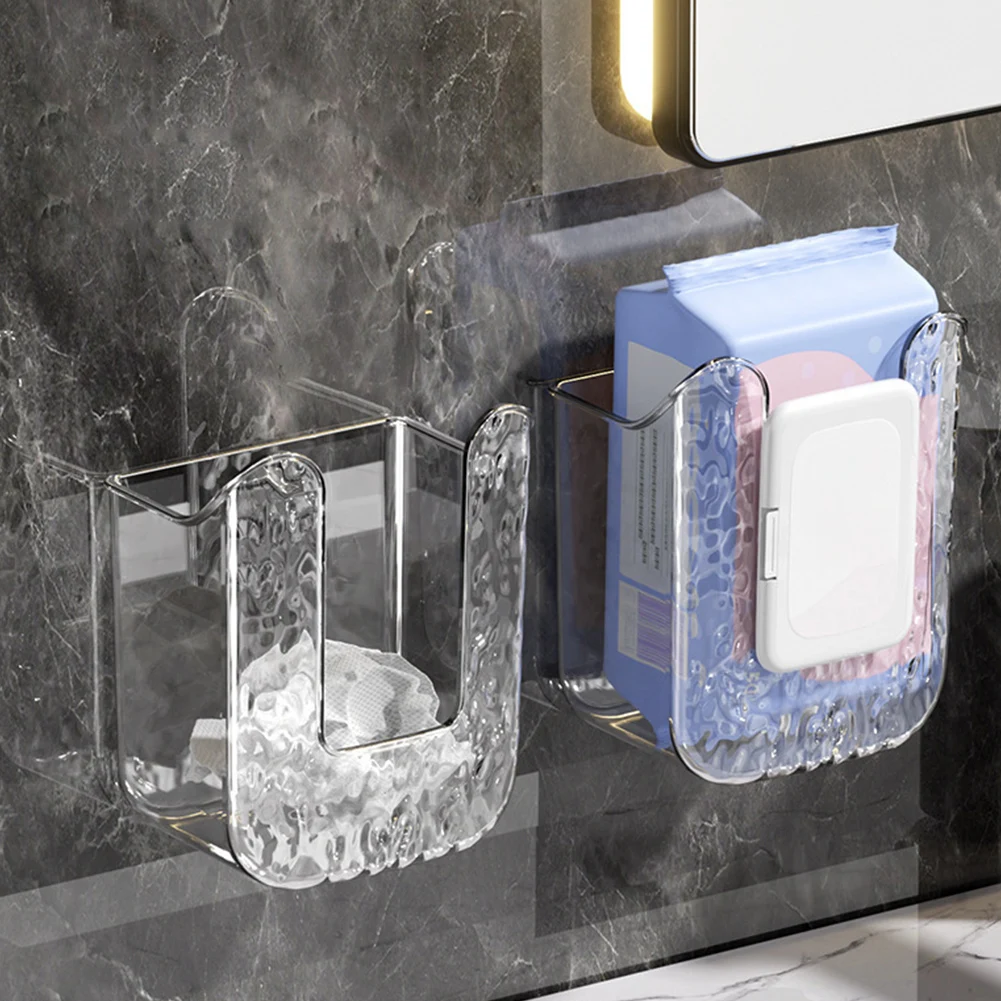 1/2Pcs Wall-Mounted Tissue Box Wipes Storage Box Self-Adhesive Toilet Paper Holder No Punching Universal for Kitchen Bathroom