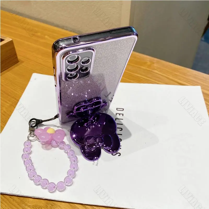 スマホアクセサリー rabbit_xxx Flower Strap Mirror Rabbit Phone Holder Case On For Samsung