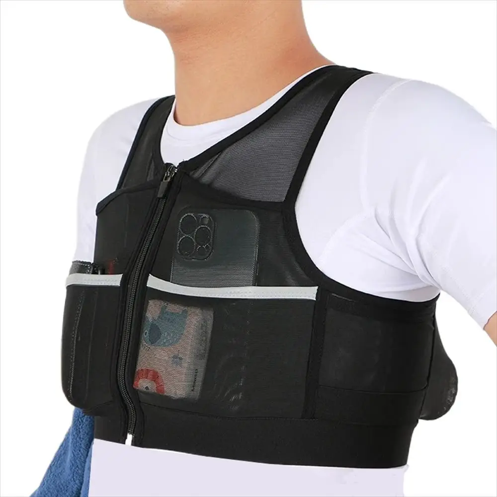 

Светоотражающий дышащий рюкзак для бега, нагрудная сумка большой вместимости для мужчин и женщин, сумка для хранения жилетов для марафона