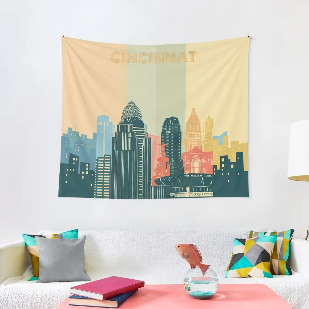 

cincinnati skyline Tapestry Decor Home