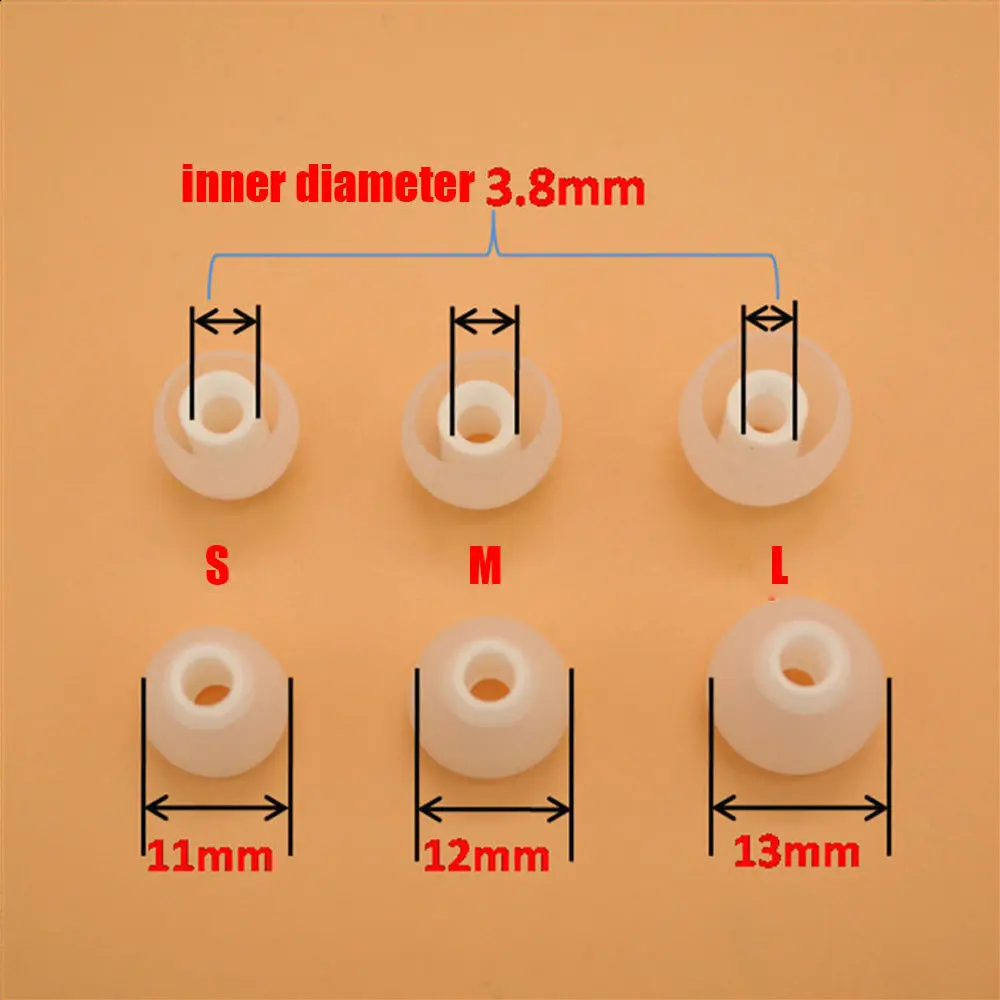 12Pcs Universal 3.8mm Soft In-ear Earbuds Tips Replacement Earphones Silicone Ear Pads Shockproof Eartips Headset S/M/L