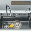 304 High 1uality Intelligent Digital Display  Waterfall Kitchen Sink Large Single Slot Integrated Digital Display Faucet Set 4