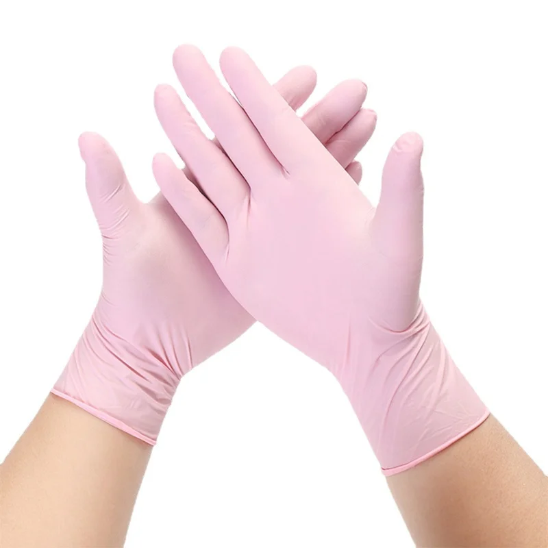 Description Picture 2 of item100PCS Pink Nitrile Disposable Gloves Latex Free Gloves Protective Powder Free Household Cleaning Kitchen Beauty Tattoo Gloves