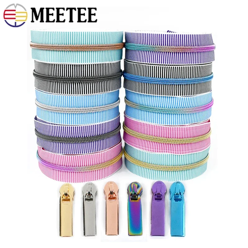 

2/5/10Meters 5# Nylon Zipper Tapes + Zippers Sliders Puller Backpack Bag Clothes Decor Zips Repair Kit DIY Sewing Accessories