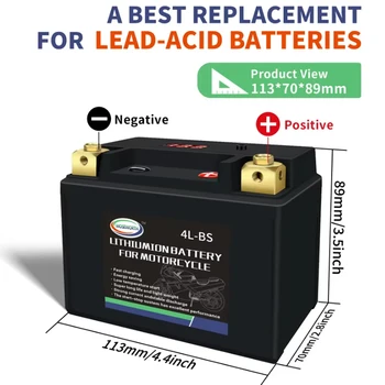 4L-BS 12V 24Wh Motorcycle LiFePO4 Starter Battery LFP Scooter Lithium iron Battery CCA 160A Built in BMS ATV UTV Snowmobile
