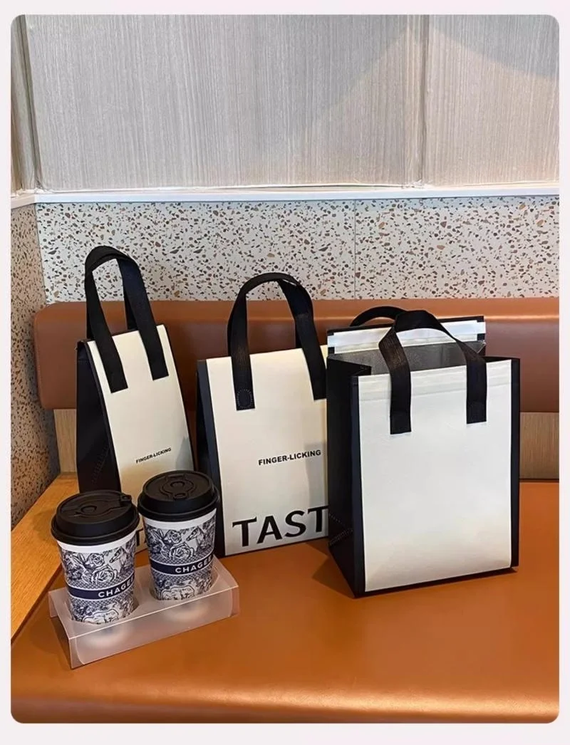 10pcs Non-Woven Insulated Tote Bags – Portable Reusable Fabric Pouches for Food, Cake, ... - SKU NWIT1834 - UGI Packaging