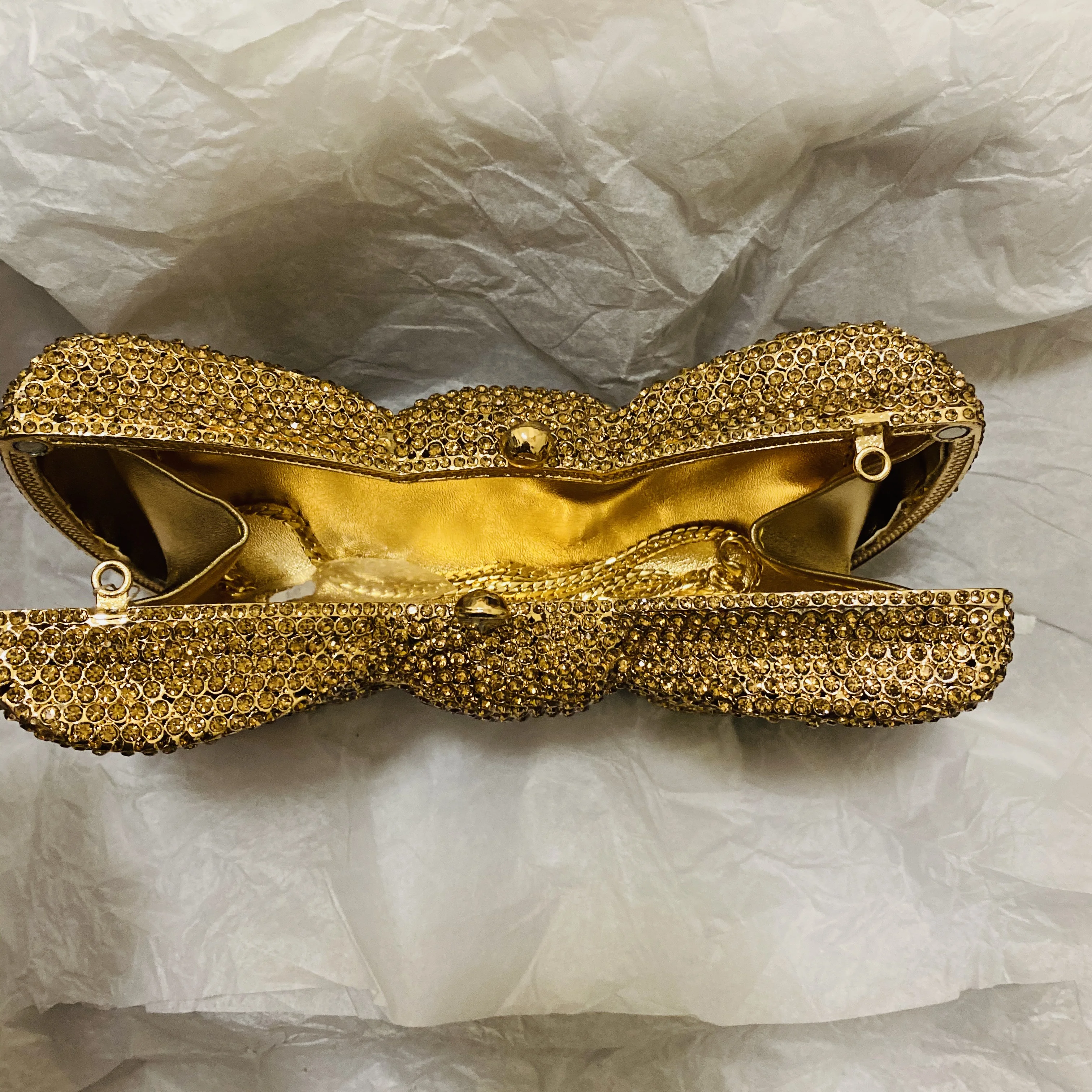 Luxury Bow-Shaped Gold Diamond Women Clutch Bags Evening Wedding Purses And Handbags High Quality Lady Party Phone Clutches