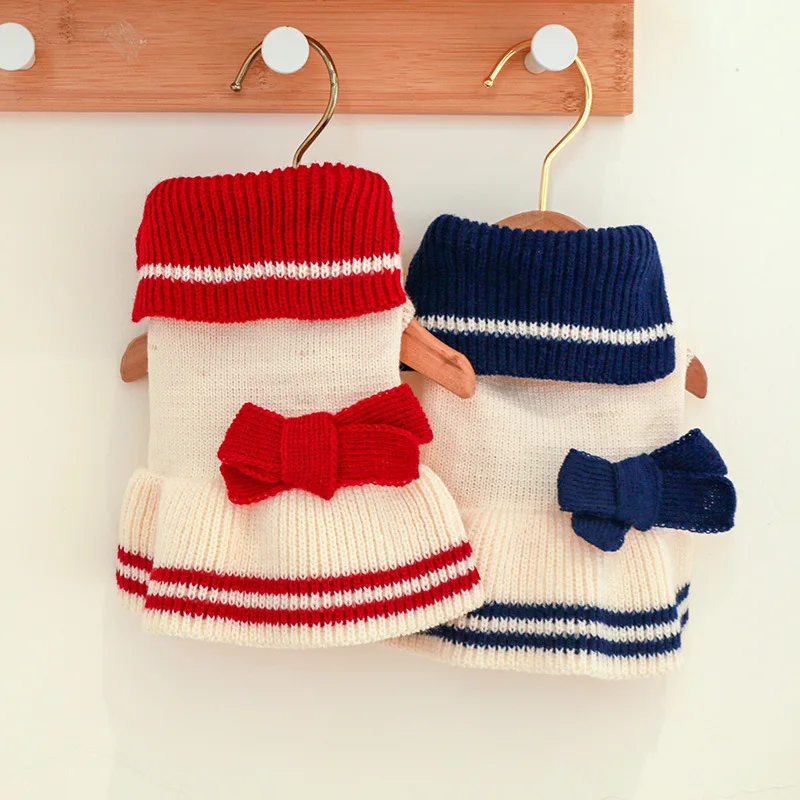 

Dog Dress Clothes For Small Dogs Winter Luxury Sweater Puppy Apparel Bichon Chihuahua Maltese Poodle Fahion Bowknot Pet Skirt
