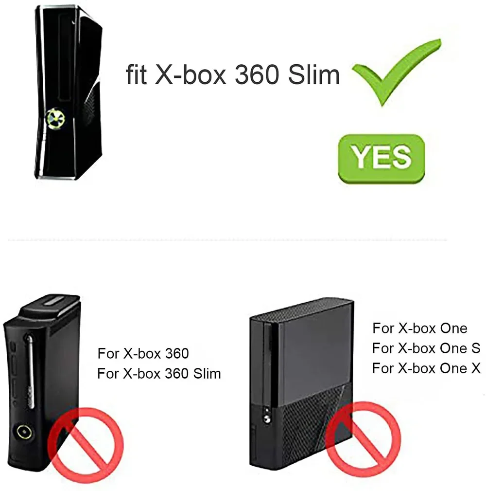 전원 공급 장치 코드 AC 어댑터 Xbox 360 Slim 360s용 전원 브릭 교체 충전기(케이블 자동 전압 100-240V 포함), 검정색