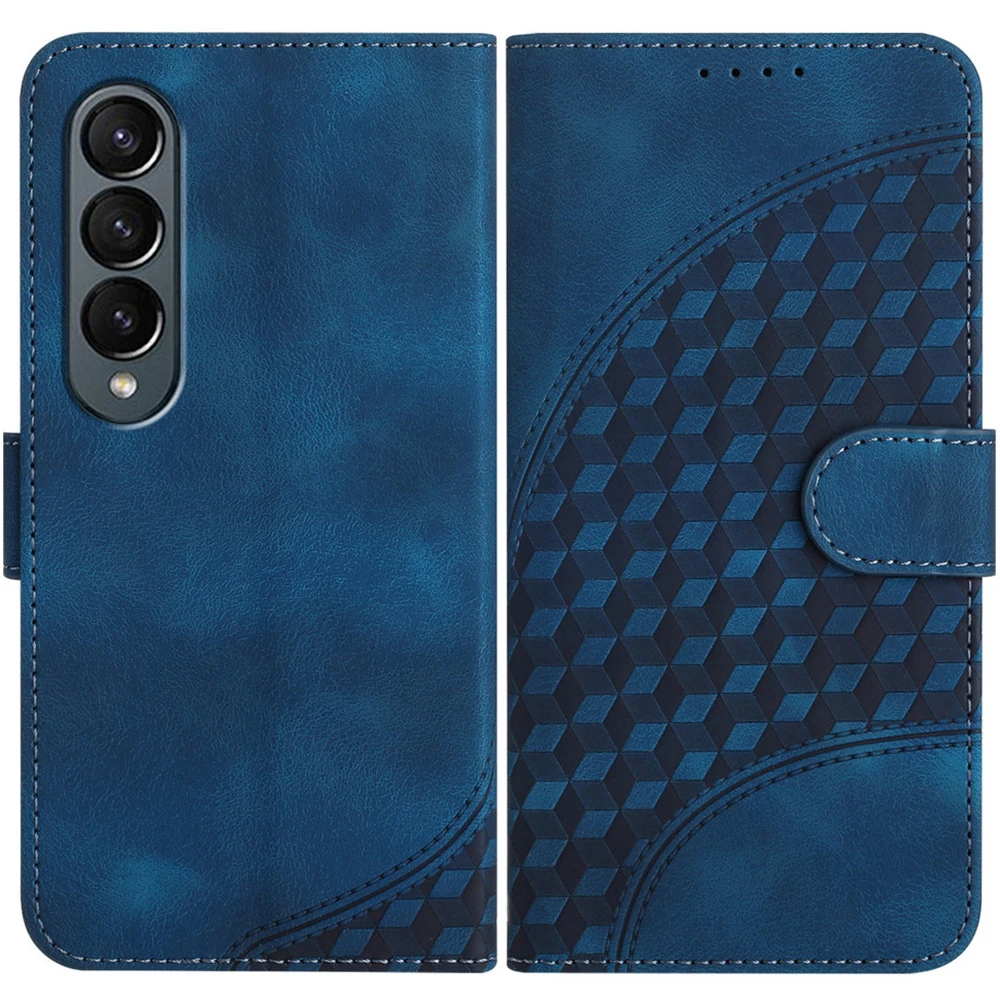 Z Fold 5 4 3 5G Flip Case Per Samsung Galaxy Z Fold5 Luxury Leather Texture Wallet Book Cover Per Galaxy Z Fold 4 Fold3 Funda