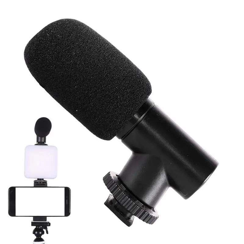 휴대용 비디오 카메라 마이크, 방풍 미니 휴대폰 마이크, 녹음 인터뷰용 블랙 컴퓨터 마이크