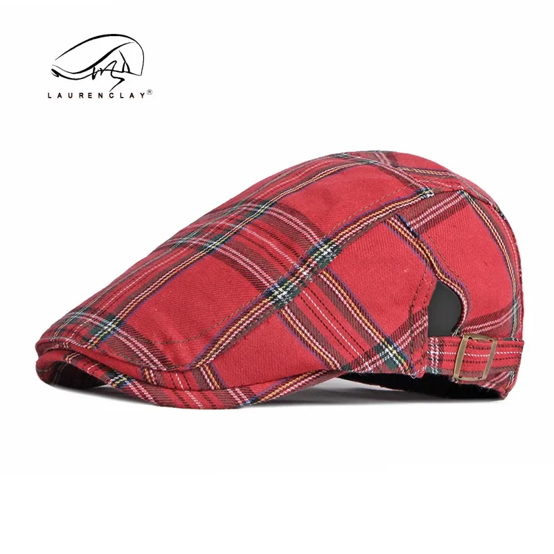 Men Women Beret Adjustable Colorful Striped Plaid Ivy Newsboy Cabbie Gatsby Golf Cap Flat Cotton Hat Vintage Kpop