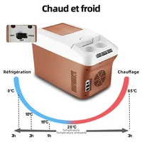 Réfrigérateur portable compact 15L pour voiture, DC 12/24V AC 100-240V, refroidisseur et chauffe-eau pour camion, camping, voyage, véhicule, utilisation en extérieur 5
