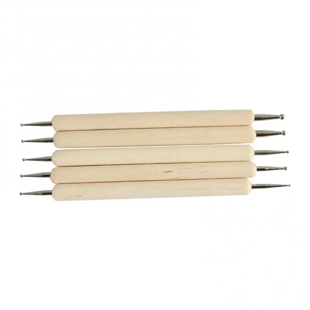 Pro 2-Way Wooden Nail Art Dotting Dot Pen Painting DIY Manicure Tool 5Pcs/Set nail art tools nail art pen