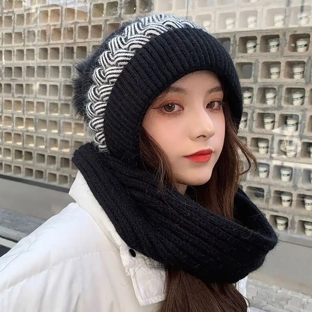 Ear Protection Windproof Cap Scarf winter accessories winter hat set knitted scarf Winter Beanie Hat