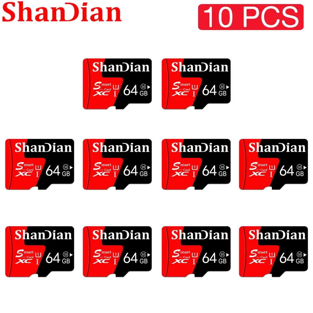 

SHANDIAN 10 PCS LOTSmast SD Card U3 4K video Class 10 High Speed Memory Card 128GB 64GB 32GB 16gb U1 SD Card for Phones Cameras