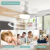 40W Socket Fan Light with Remote, 20.5in Ceiling Fan with LED, E27 Cordless Light Screw Fan for Kitchen, Bedroom, Small Rooms 2