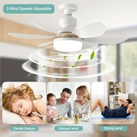 40W Socket Fan Light with Remote, 20.5in Ceiling Fan with LED, E27 Cordless Light Screw Fan for Kitchen, Bedroom, Small Rooms 2