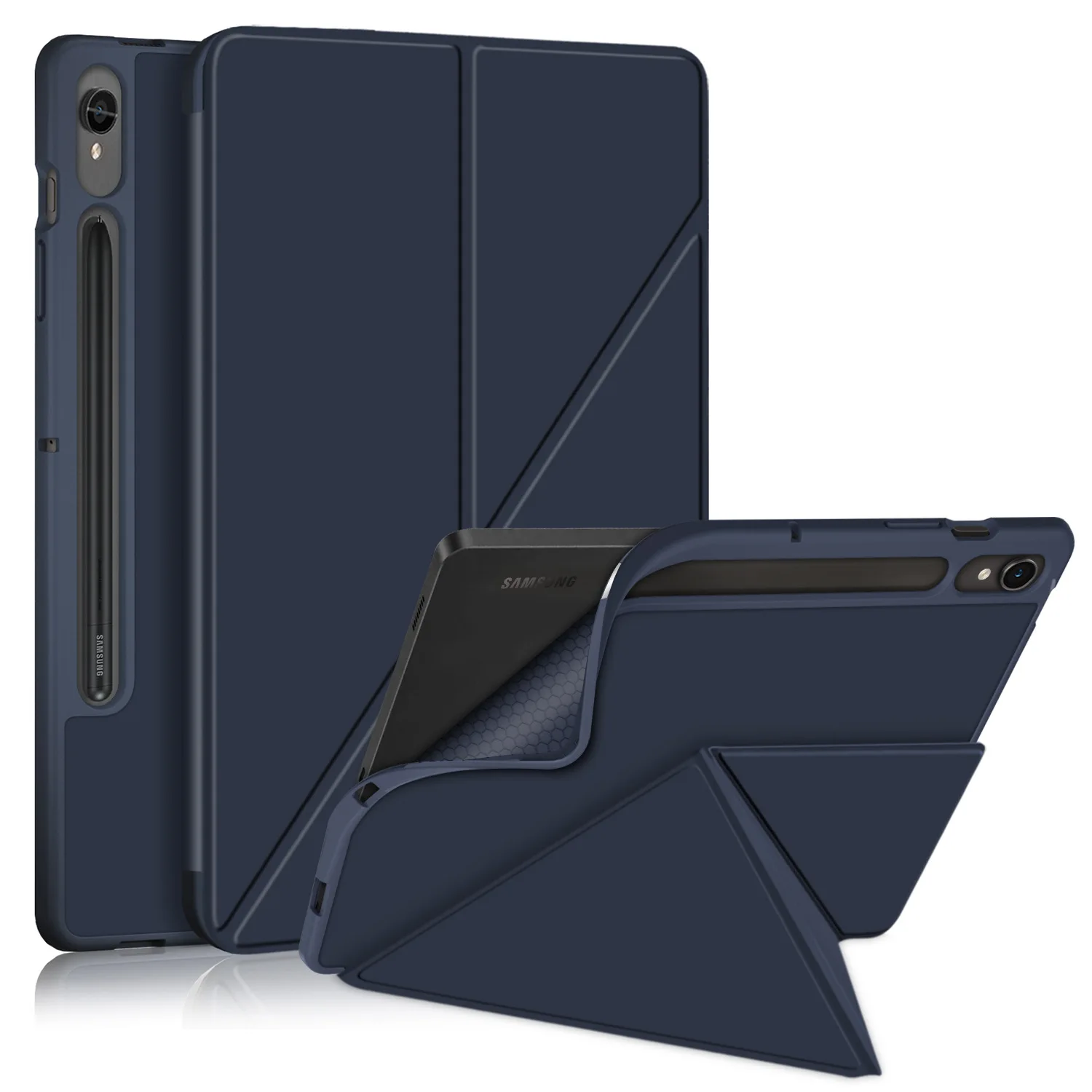 Premium TPU Foldable Stand Case with Pencil Holder for Samsung Galaxy Tablets