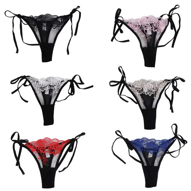 Dames femmes broderie Lingerie transparente dentelle culottes sous-vêtements culotte slip 1