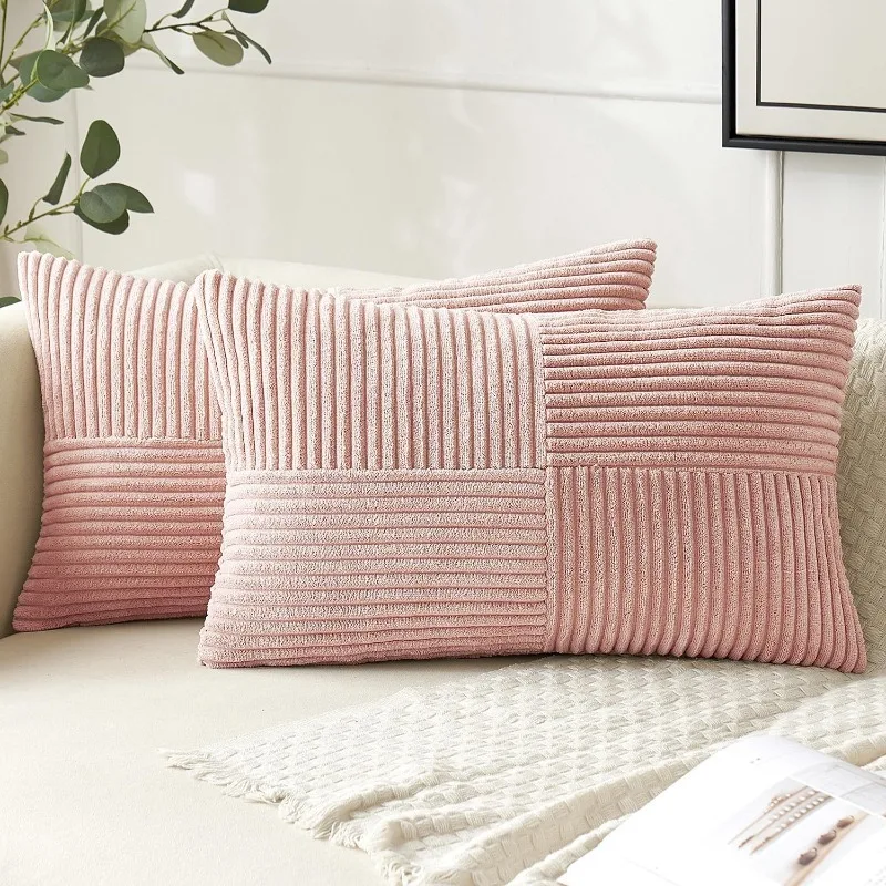 Textured Striped Corduroy Throw Pillow Covers