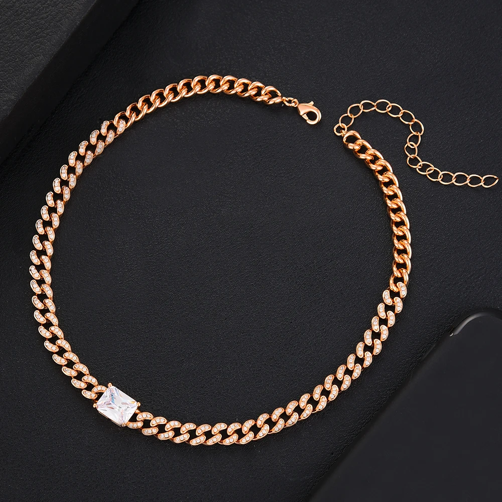 Siscathy Trend Cuban Chain Thick Chain Necklaces Zirconia Necklaces For Women Accessories On The Neck Party Jewelry Girl Gifts