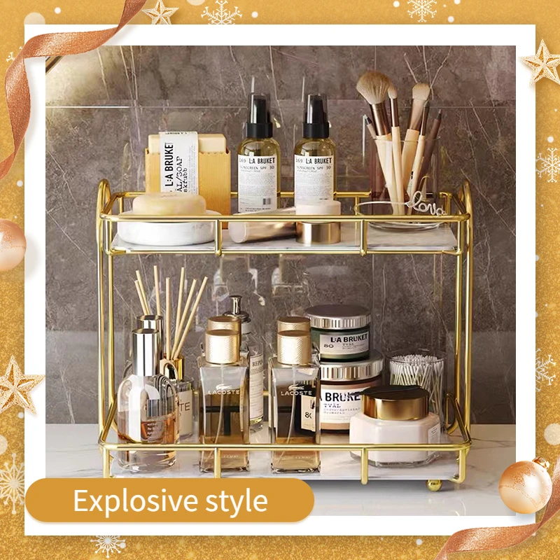 Light Luxury Style Rack Make Up Storage Rack Home Decoration