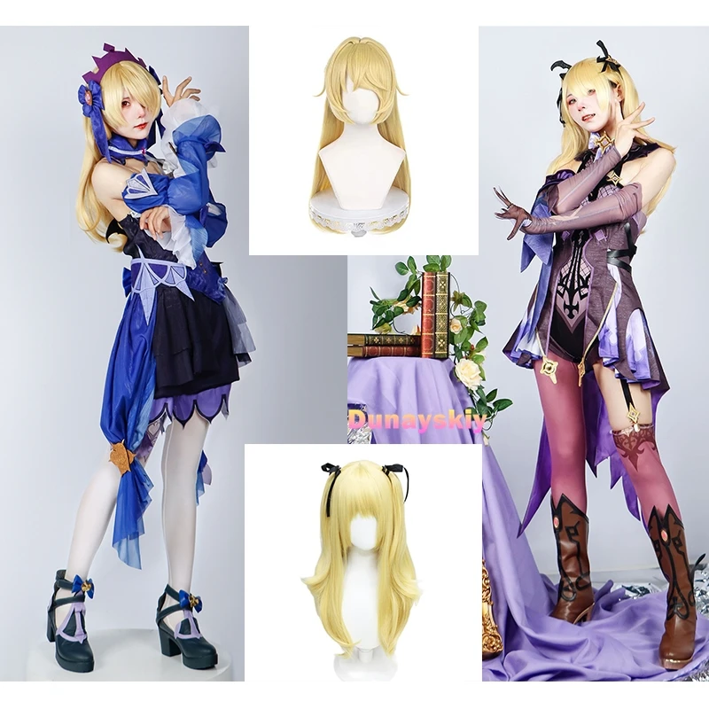 

Парик для косплея Game Genshin Impact Fischl, искусственный костюм, Карнавальная униформа для ролевых игр на Хэллоуин, новая женская одежда