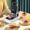 1000W Commerical Grill Panini Sandwich Maker, 110V Electric Ice Cream Brioche Sandwich Panini Press Machine Maker, Double Sides 5