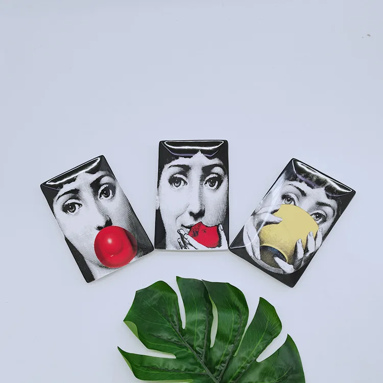 

Decal Ceramic Table Decorative Ornaments Coffee Dining Room/Living Room Wall-Mounted Face Rectangular PlateJewelryPlateOrganizer