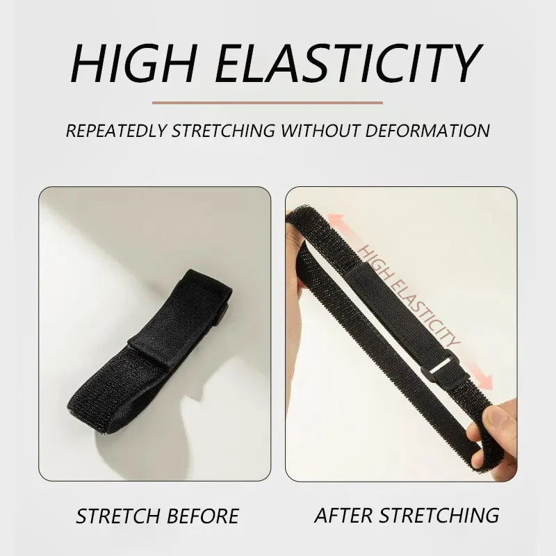 Elastic Hook and Loop Cable Tie 5Pcs Reverse Buckle Stretch Fastener Cable Straps Nylon Extension Strap Cord Wrap Organizer