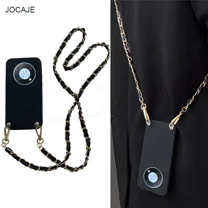 

For Huawei nova Y90 Crossbody Leather Lanyard Soft Silicone Case For Nova Y70 Plus Necklace Cord Shoulder Cover For Nova Y60 Y90