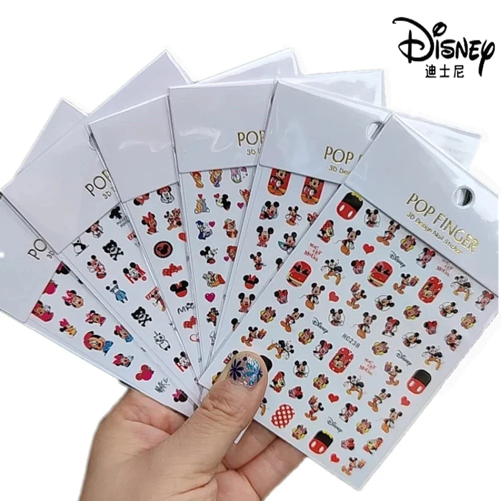 Disney Mickey Nail Stickers Cute Cartoon Children Stickers Anime Toys  Manicure Accessories Girls Student Decoration Decals gift