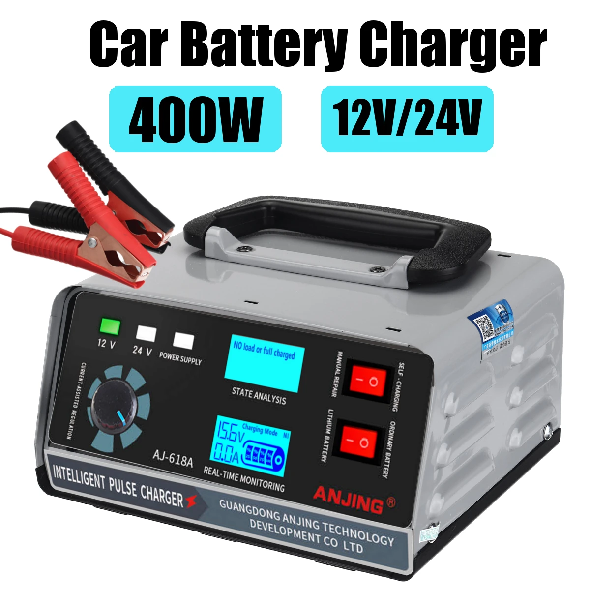 

12V 24V Car Battery Charger 400W Charging Power Five-Stage Repair Fast Charging Winter Automatic Adjustment Car Accessories